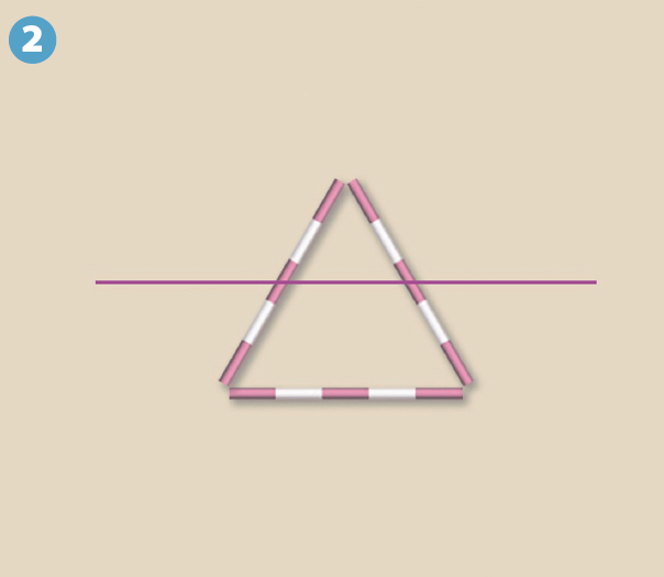 Pictured is a diagram of the pink line exercise which has one way straight across the middle of a triangle