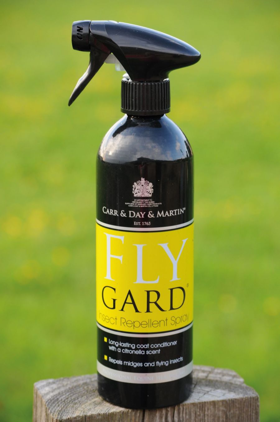 Pictured is a bottle of the Carr and Day and Martin Flygard, which Your Horse testers have used and reviewed to see if it is one of the best fly sprays for horses on the market 
