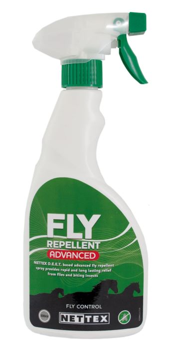 Pictured is a bottle of Nettex Advanced Fly Repellent, which Your Horse's testing team has used and reviewed to help you decide which are the best fly sprays for horses on the market
